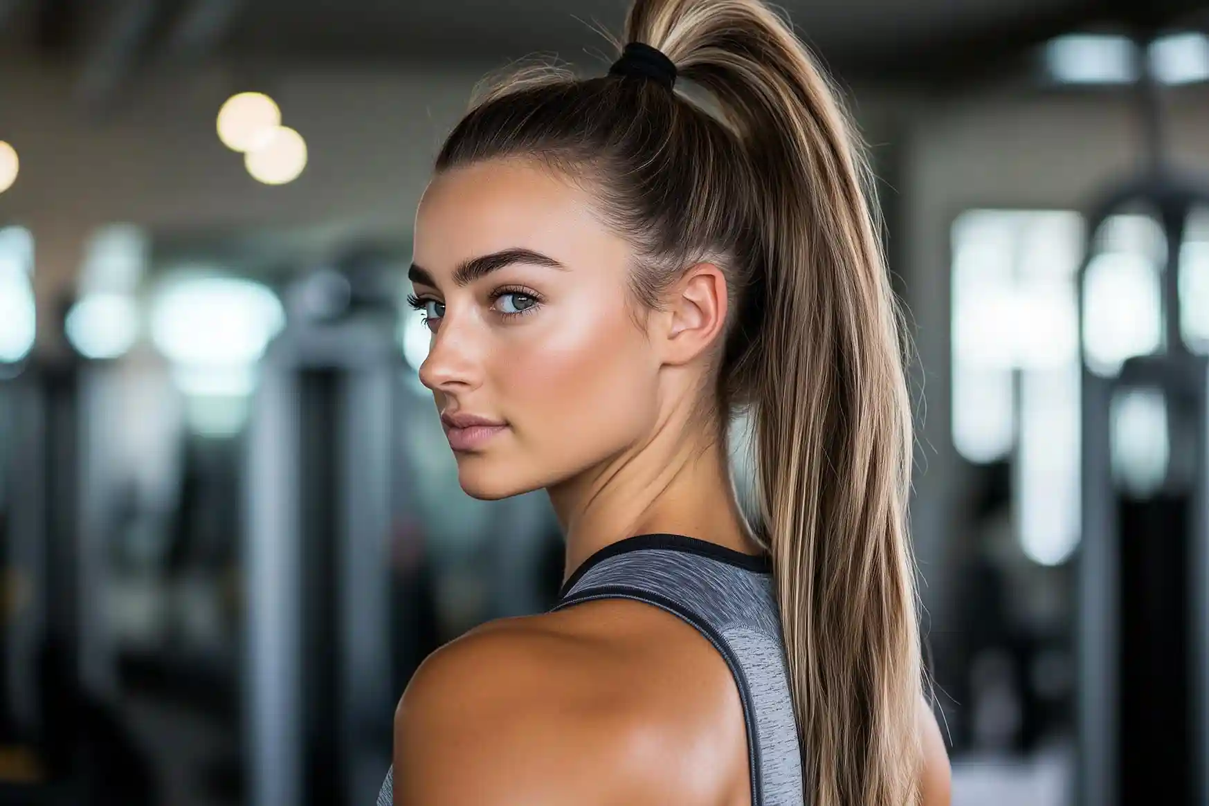 Tying hair extensions back in a low ponytail for sleep